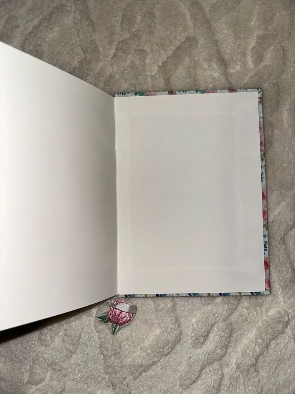 SA White Pink Blue Green Quilted Beaded Floral hard cover lined pages journal